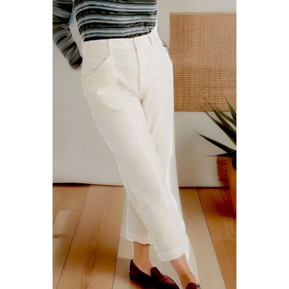 Madewell Moleskin High-Rise Seamed Tapered Pants CROP Sz 4 Pale Yellow.